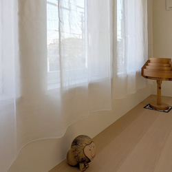 フラットひだ無し　軽くて薄い透明感のある麻のレースカーテン　01ホワイト　自然素材　ナチュラル　麻100％ 2枚目の画像