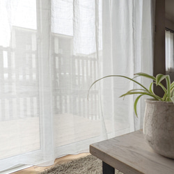 フラットひだ無し　軽くて薄い透明感のある麻のレースカーテン　01ホワイト　自然素材　ナチュラル　麻100％ 3枚目の画像