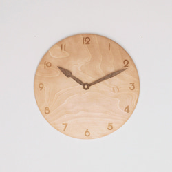 木製 掛け時計 丸 カバ材14 2枚目の画像