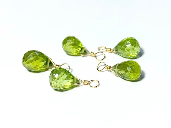 天然石チャーム】ペリドット 14kgf ドロップ形 1個 ハンドメイド素材