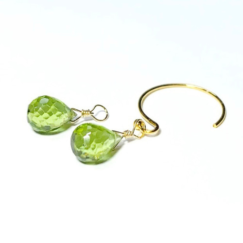 14kgf　ペリドットのひと粒雫チャーム 天然石チャーム】ペリドット 14kgf ドロップ形 1個