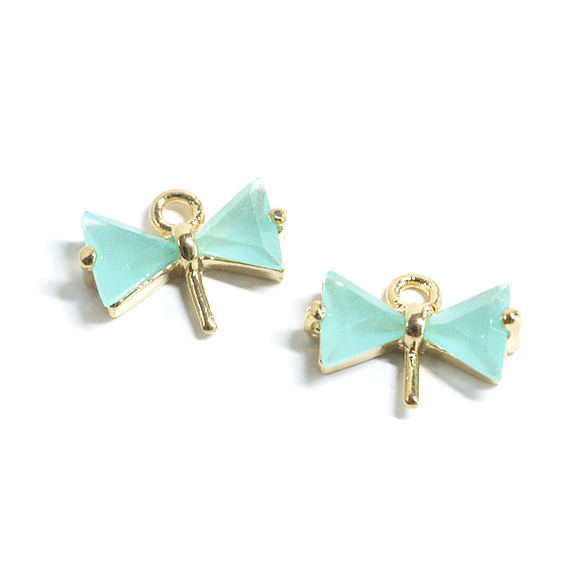 Mint Ribbon charm Polished Gold -Plated - 2 Pieces 第2張的照片