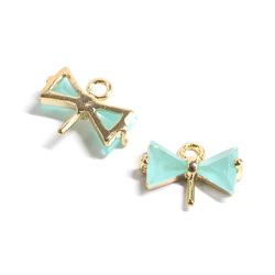 Mint Ribbon charm Polished Gold -Plated - 2 Pieces 第3張的照片