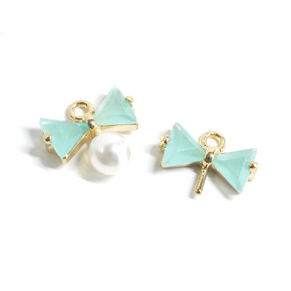 Mint Ribbon charm Polished Gold -Plated - 2 Pieces 第1張的照片