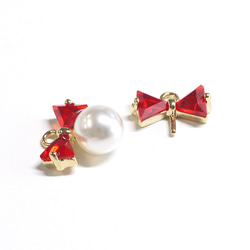 Red Ribbon charm Polished Gold -Plated - 2 Pieces 第3張的照片