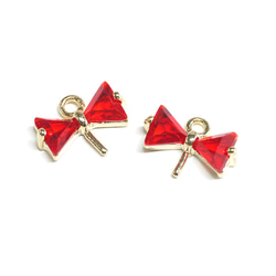 Red Ribbon charm Polished Gold -Plated - 2 Pieces 第2張的照片