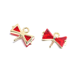 Red Ribbon charm Polished Gold -Plated - 2 Pieces 第4張的照片