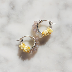 SV925SF Gray Chalcedony Yellow Opal bi-color earrings 第2張的照片