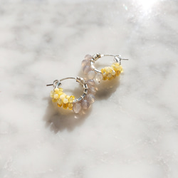 SV925SF Gray Chalcedony Yellow Opal bi-color earrings 第4張的照片