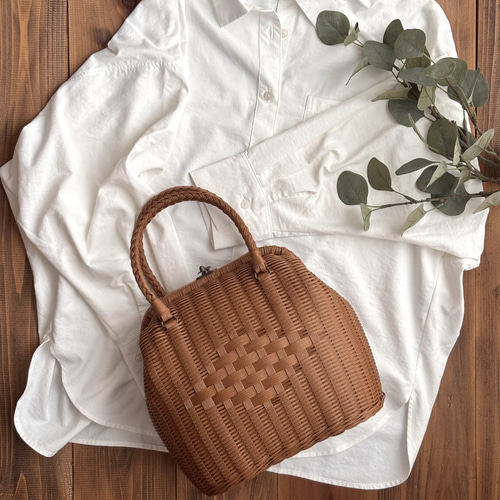 ★入荷しました　籠バッグ（brown）★ラスト一点★ くるみ籠 黒 まるっと 小 ｜のレン神楽坂【公式通販】発酵、暮らしの