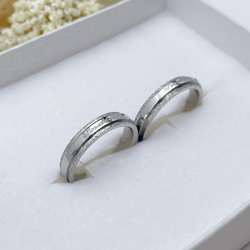 ブルーローズの輝き＊*ペアリング 指輪 ステンレス 刻印・誕生石対応 結婚指輪 マリッジリング アレルギーフリー 2枚目の画像