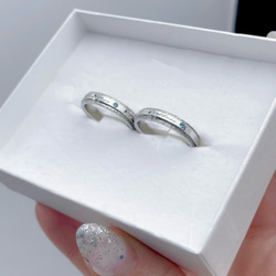 ブルーローズの輝き＊*ペアリング 指輪 ステンレス 刻印・誕生石対応 結婚指輪 マリッジリング アレルギーフリー 5枚目の画像