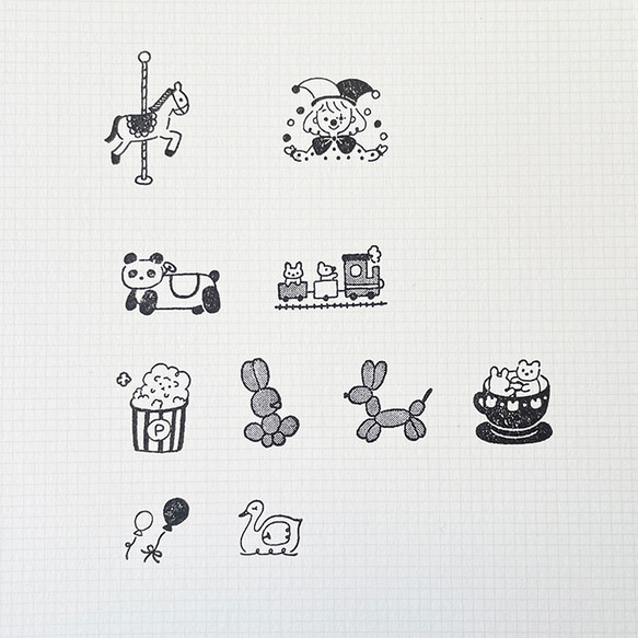 TEDE コンプリートBOX｜アニマル遊園地（td-box-02）はんこ ハンコ スタンプ 女の子 イラスト 動物 4枚目の画像