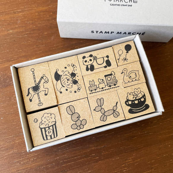 TEDE コンプリートBOX｜アニマル遊園地（td-box-02）はんこ ハンコ スタンプ 女の子 イラスト 動物 2枚目の画像