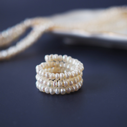 フリーサイズ淡水パールリング 指輪・リング Boite de maco 通販