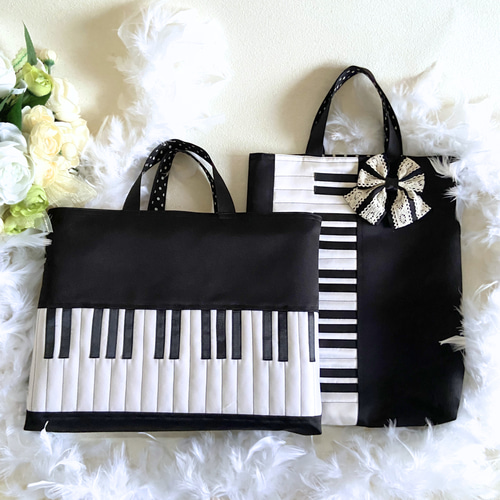再販325✨ピアノみたいで可愛い立体鍵盤 レッスンバッグ｜ピアノ教室