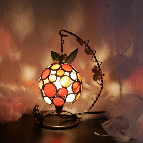 ✴︎:.｡.再販♪ りんごイメージの可愛らしいドットミニランプ