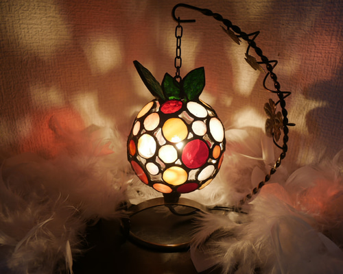 ✴︎:.｡.再販♪ りんごイメージの可愛らしいドットミニランプ