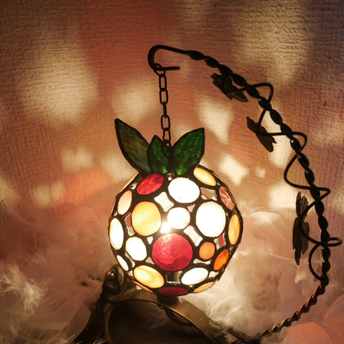 ✴︎:.｡.再販♪ りんごイメージの可愛らしいドットミニランプ