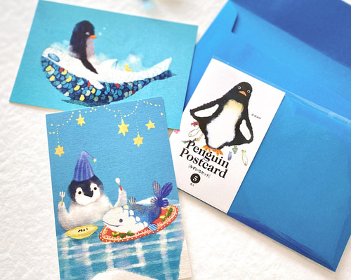 ペンギンポストカード［みずいろセット］5枚入り ポストカード