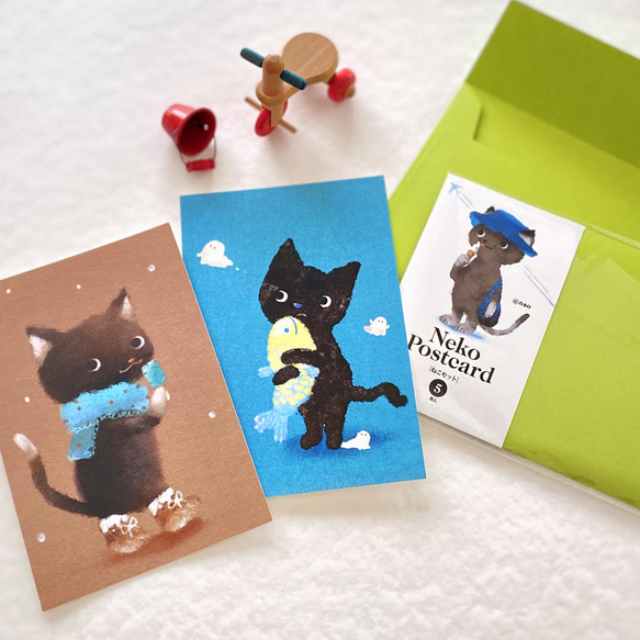 新作ウエア 猫ポストカード［ねこセット］5枚入 ポストカード 通販 naonote ノート・メモ帳