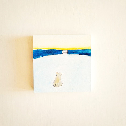 犬の絵｜原画「夕焼け空」 ※ボックス額縁入り 絵画 絵と額縁