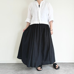 Veritecoeur リネン ギャザースカート　ブラック　F 夏にさらりと快適♪ cottonリネンのギャザースカート ブラック