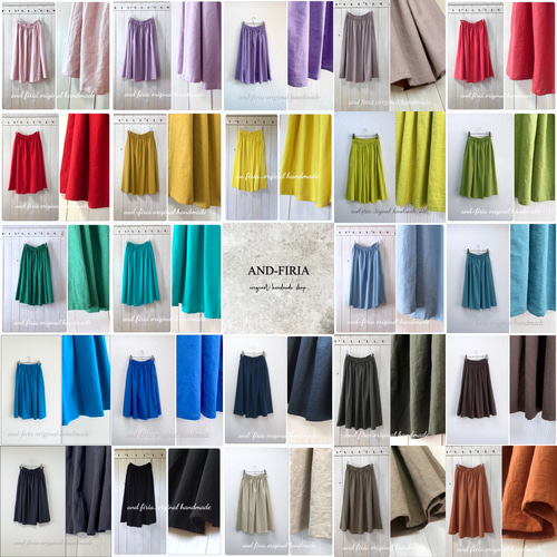 cottonリネンのギャザースカート 生成りベージュ ロングスカート