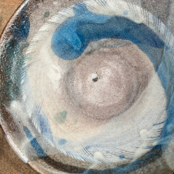 青釉と白リングの飯茶碗 4枚目の画像