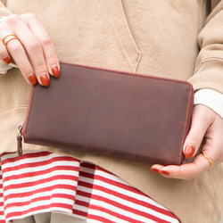 可刻印名稱  皮革全開式拉鍊長夾  焦糖色  牛皮  真皮 大容量 第15張的照片