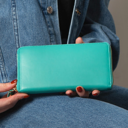 可刻印名稱  皮革全開式拉鍊長夾  焦糖色  牛皮  真皮 大容量 第17張的照片