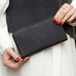 可刻印名稱  皮革全開式拉鍊長夾  焦糖色  牛皮  真皮 大容量 第14張的照片