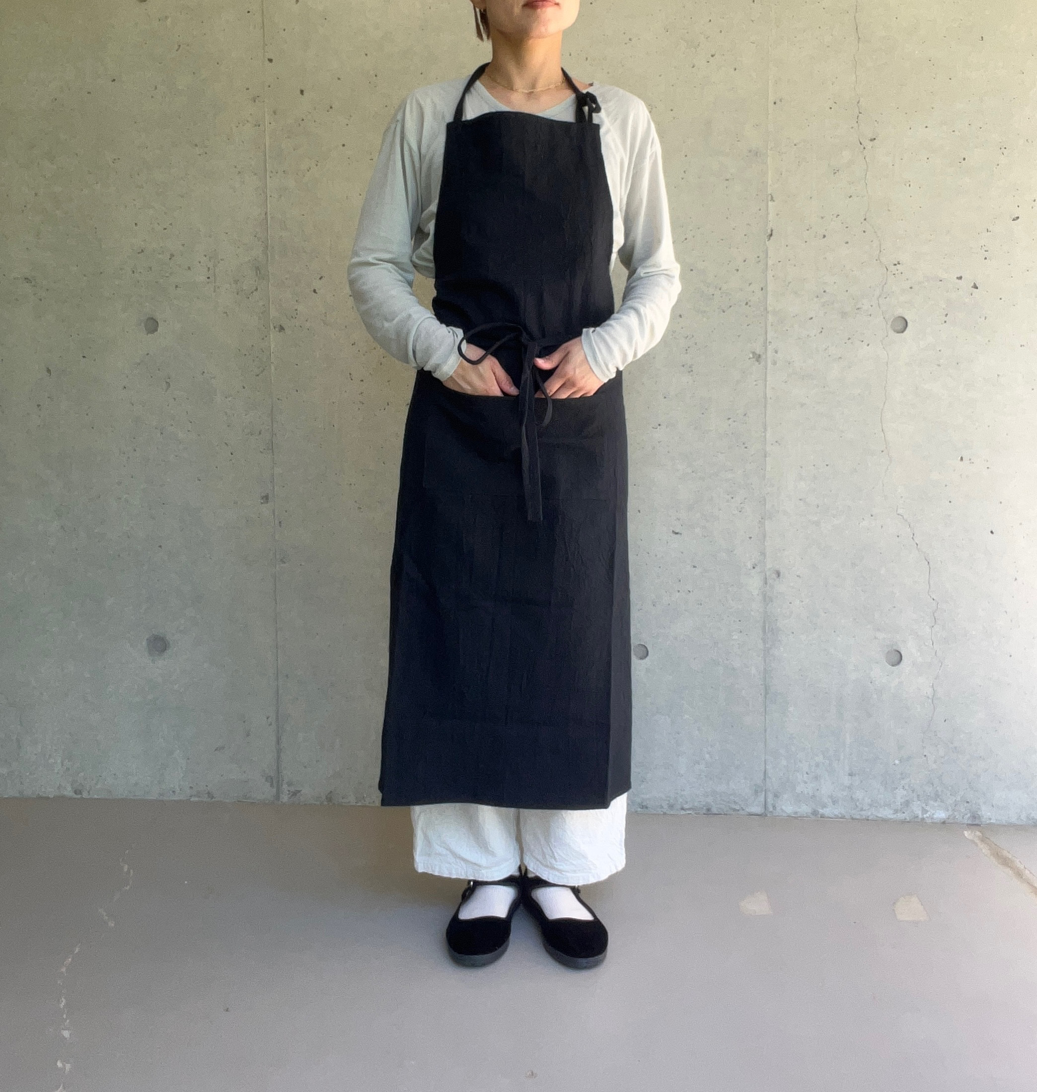 宅配 エプロン ハーフリネン 受注制作 お好きなお色選べます エプロン エプロン