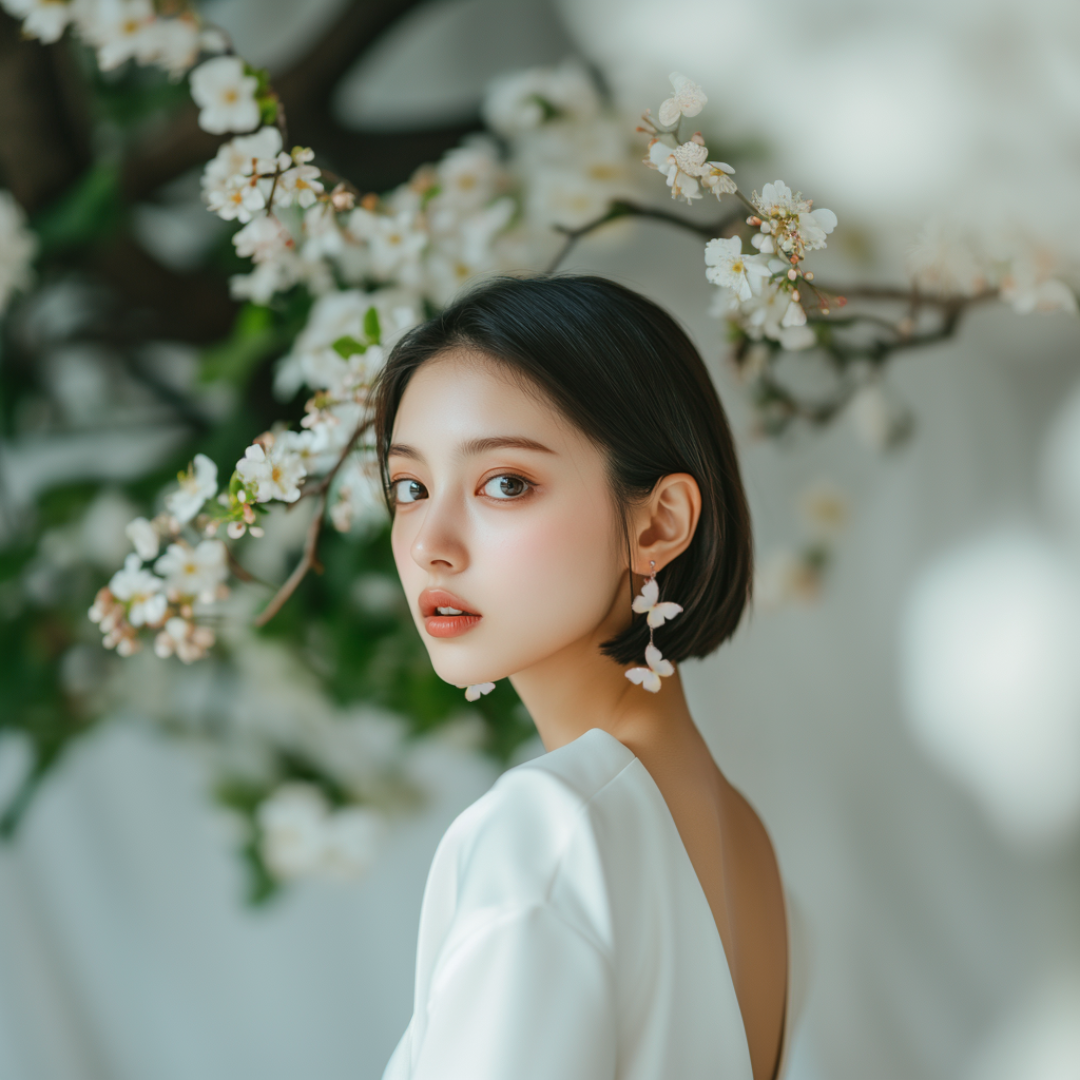 アースカラーの蝶々 ピアス / イヤリング (アシンメトリー)