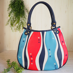 モザイク・オレンジ・ラウンドミニ・本革・手縫い・即納 トート