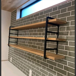 角材15ミリ使用アイアン製 シェルフ+棚板3枚セット品 長さ変更可能