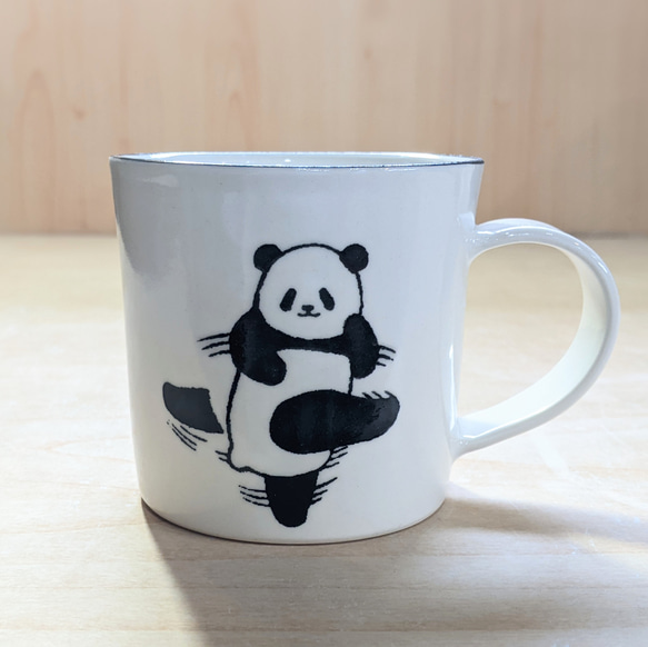 パンダマグカップ(回し蹴り&アッパー) マグカップ 丸山陶房（桑原純
