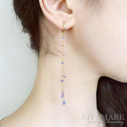 ☆SALE】タンザナイトの螺旋ピアス・イヤリング変更可・14kgf