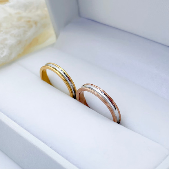 ミル打ち ペアリング ステンレス アレルギー ブライダル 結婚指輪 刻印