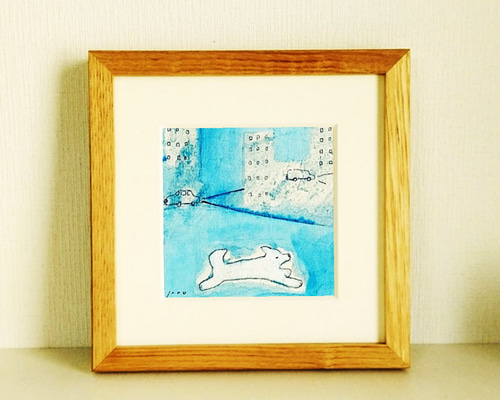 原画】「なごやか」額縁付き ペン 水彩画 水彩原画_しおり6種」水彩