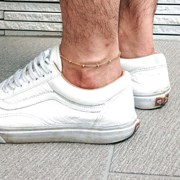 送料無料MENS Gold metal station anklet / bracelet 2way 1枚目の画像