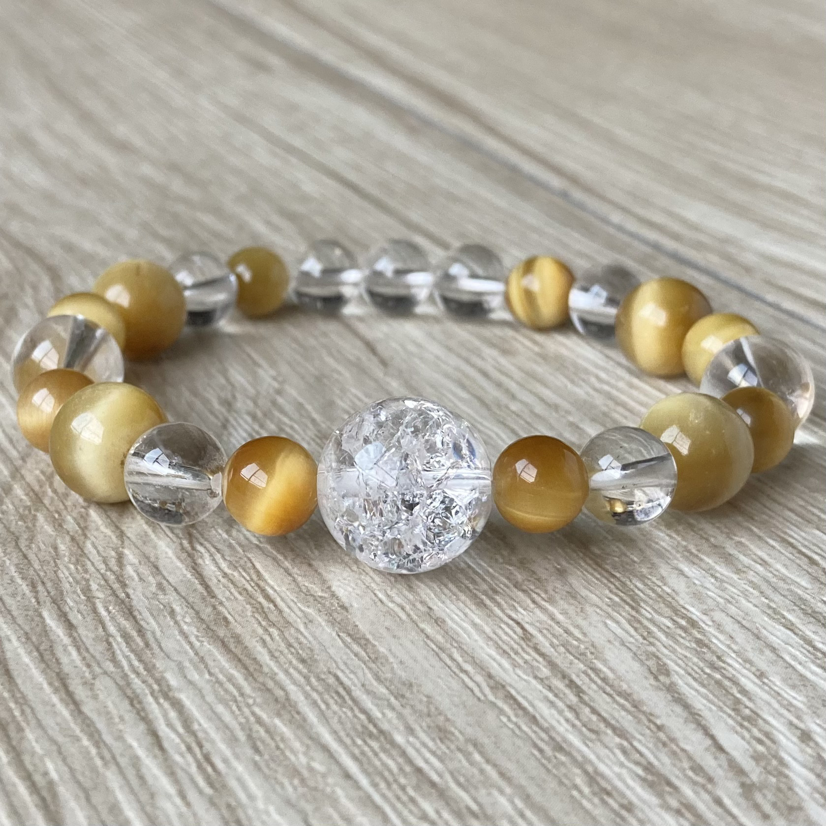 すっきりと整った気持ちで/ゴールデンタイガーアイ・水晶/天然石 ストーン ブレスレット