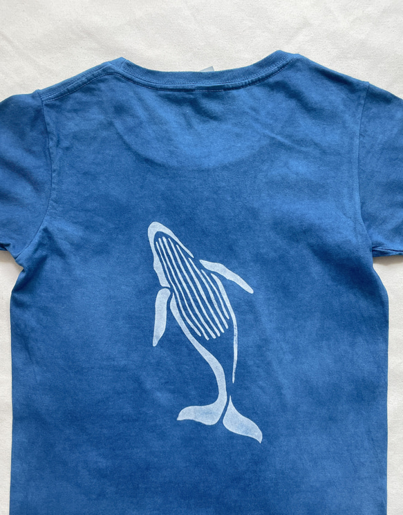 送料無料　ALOHA for PEACE 藍染メッセージTシャツ 鯨　平和のためのアロハ!  絞り染め 4枚目の画像