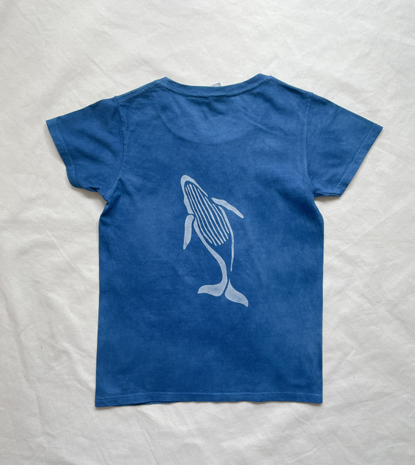 送料無料　ALOHA for PEACE 藍染メッセージTシャツ 鯨　平和のためのアロハ!  絞り染め 3枚目の画像