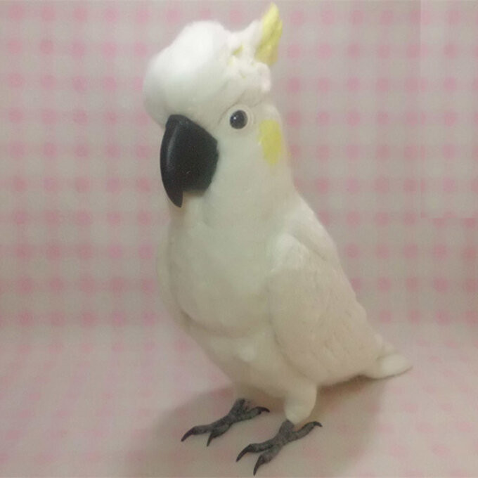 ほぼリアルサイズ♪ コバタン(コキサカオウム・キバタンに変更可能） 羊毛フェルト　受注作成
