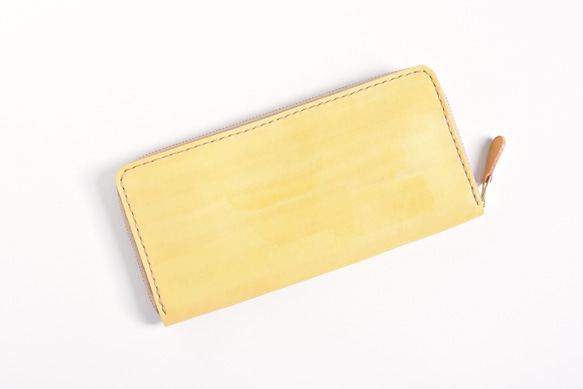 革の手染め財布 「レモン  No.49（ラウンドファスナー長財布）」 4枚目の画像
