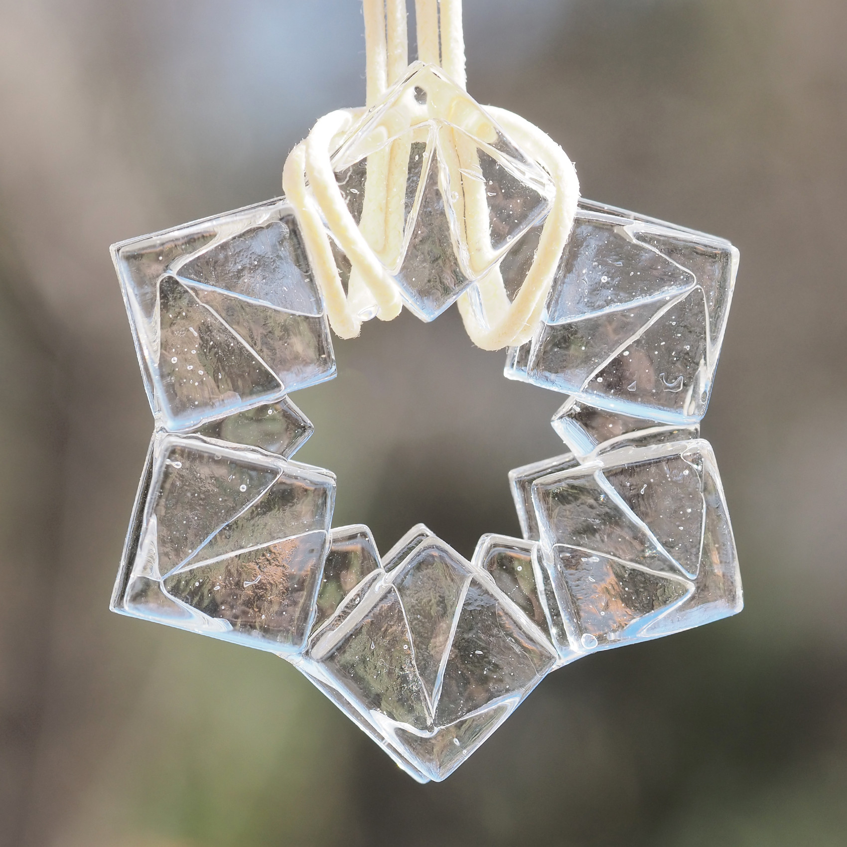 【Special】結晶ガラス『クリスタル【クリア】』ネックレス 【紐の色、長さ選べます】≪送料無料≫