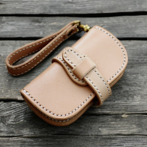 本革二つ折ベルトキーケース（受注制作）手縫いヌメ革 キー