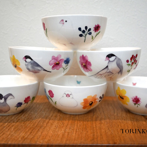インコ 飯碗 お茶椀 (80羽から選べる) 茶碗・めし碗 TORINKO 通販