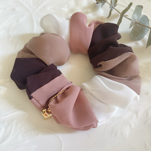 sweet chocolate シフォンシュシュ♪ピンクブラウンヘアアクセサリー